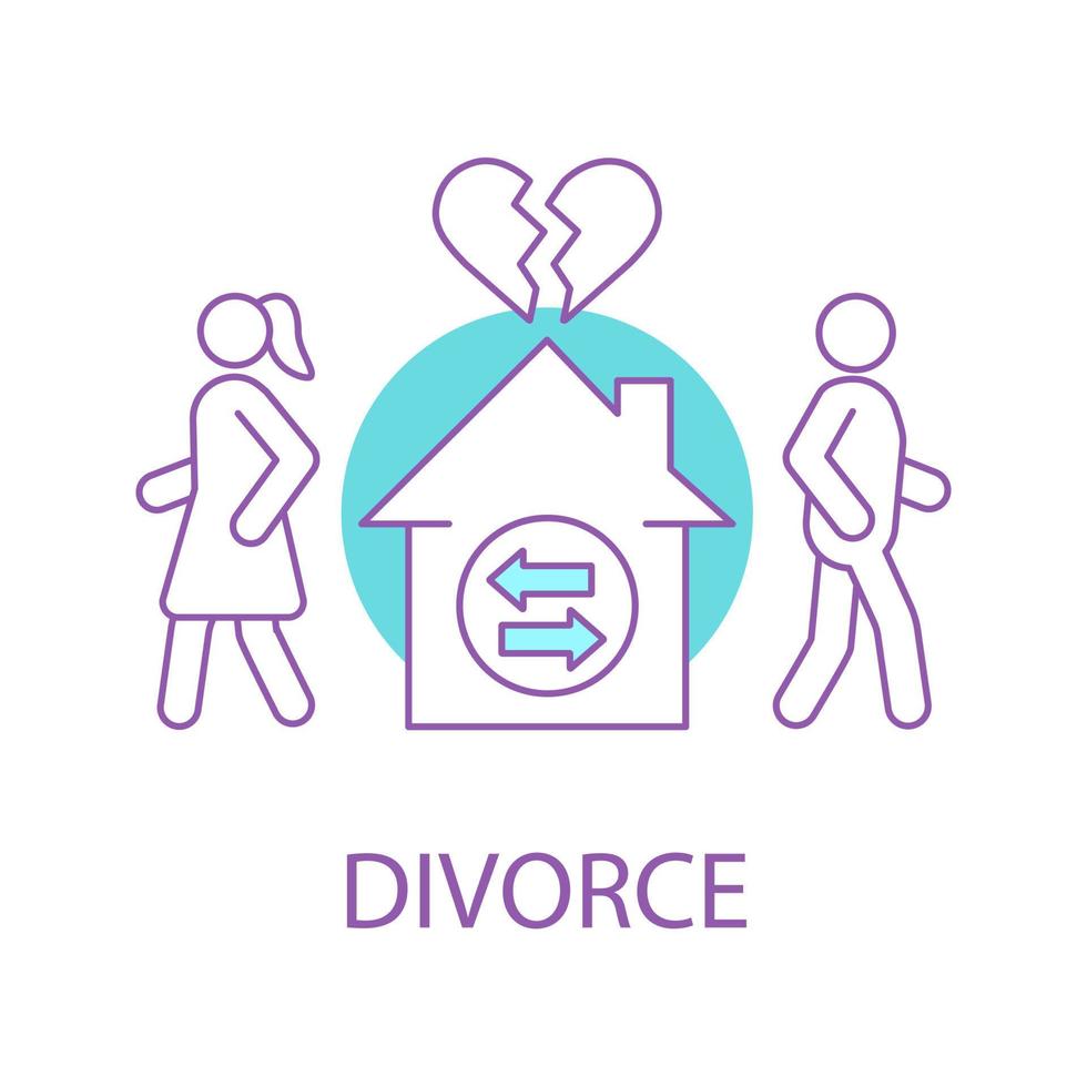 Divorcing couple concept icon. Division of property idea thin line illustration. Moving out. Vector isolated outline drawing