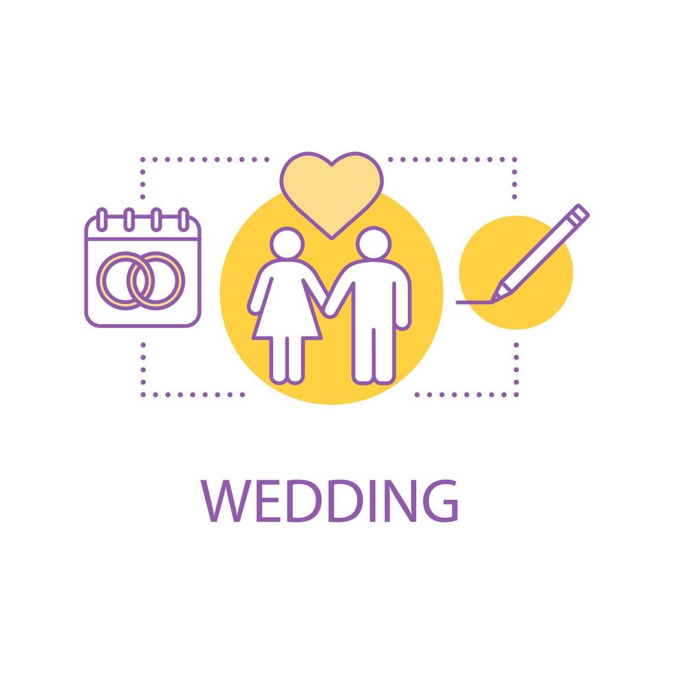 Wedding concept icon. Engagement idea thin line illustration. Vector isolated outline drawing