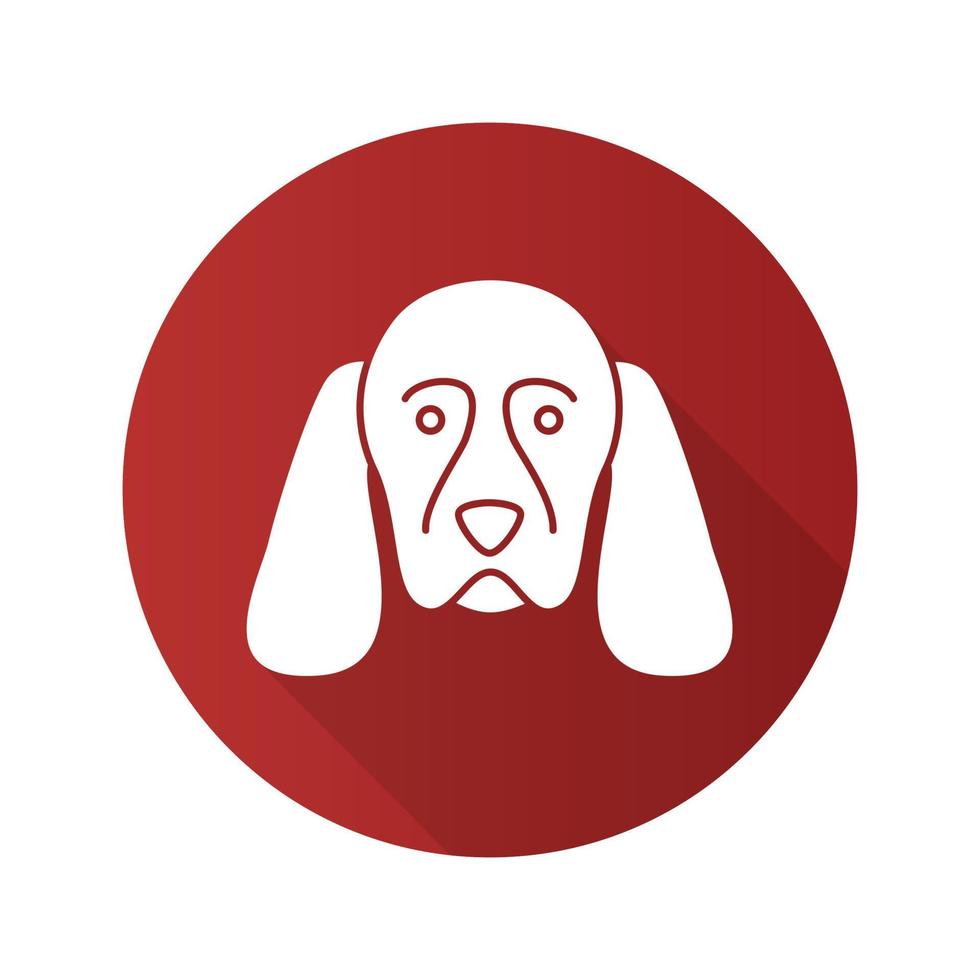 Cocker Spaniel flat design long shadow glyph icon. Gundog breed. Vector silhouette illustration