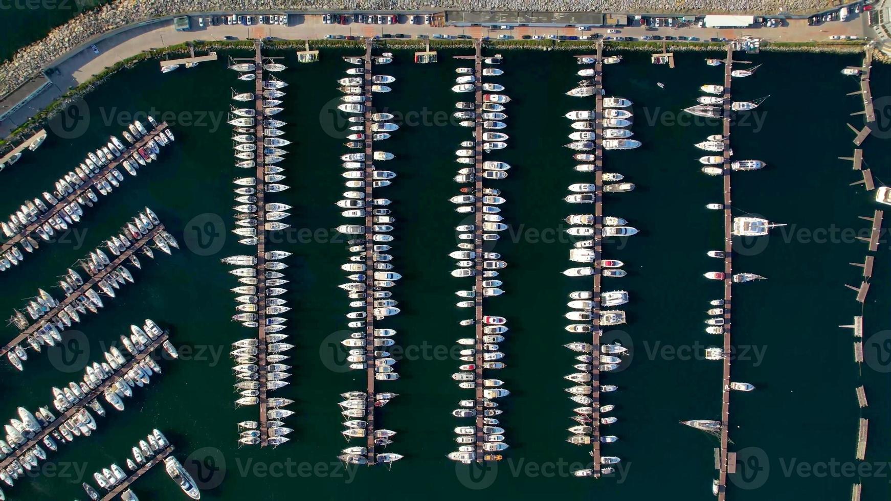 An aerian view of a marina photo