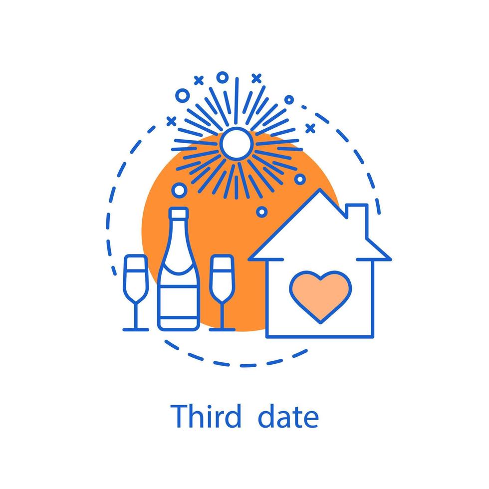 Third date concept icon. Romantic relationships idea thin line illustration. Wedding. Vector isolated outline drawing