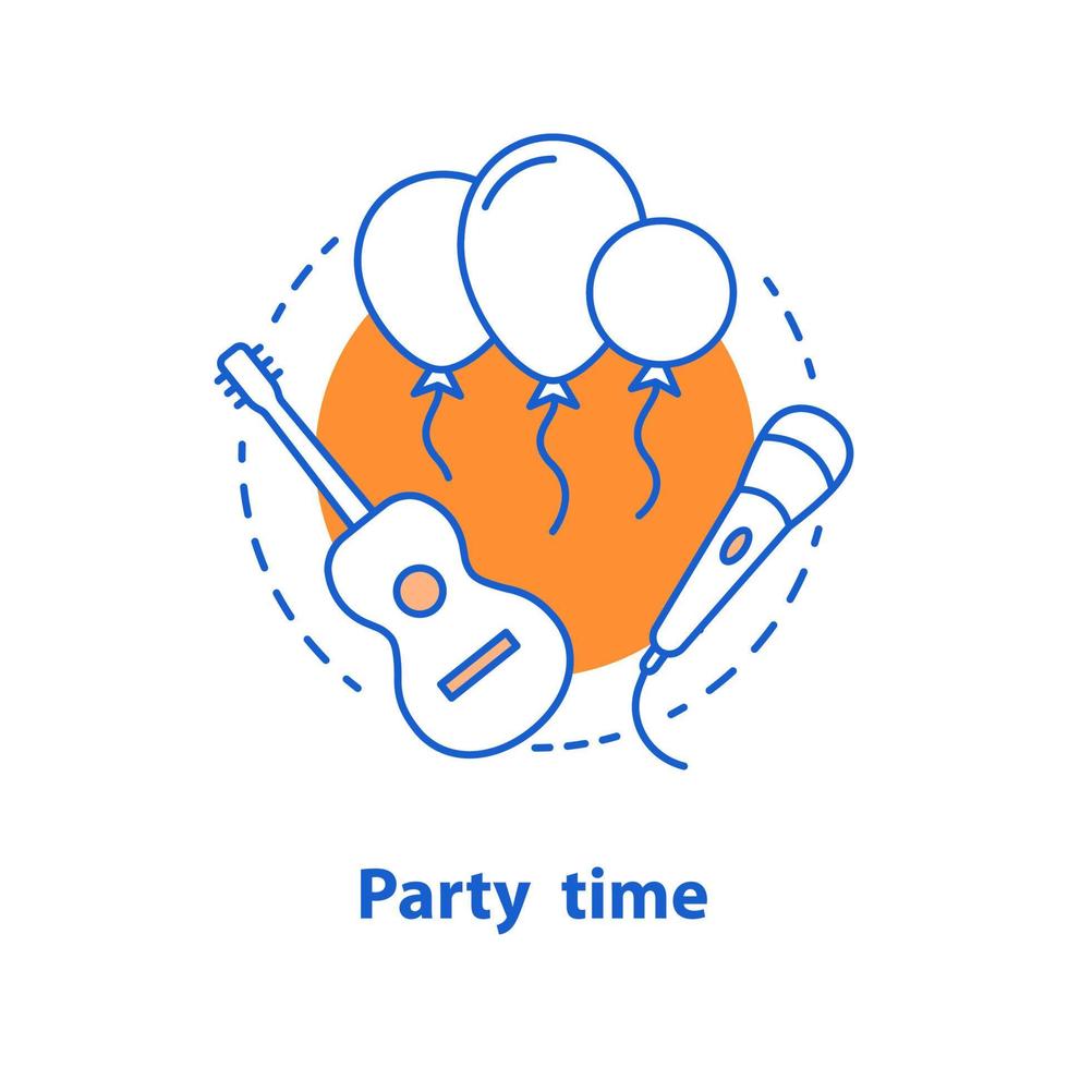 Party time concept icon. Karaoke idea thin line illustration. Entertainment. Vector isolated outline drawing