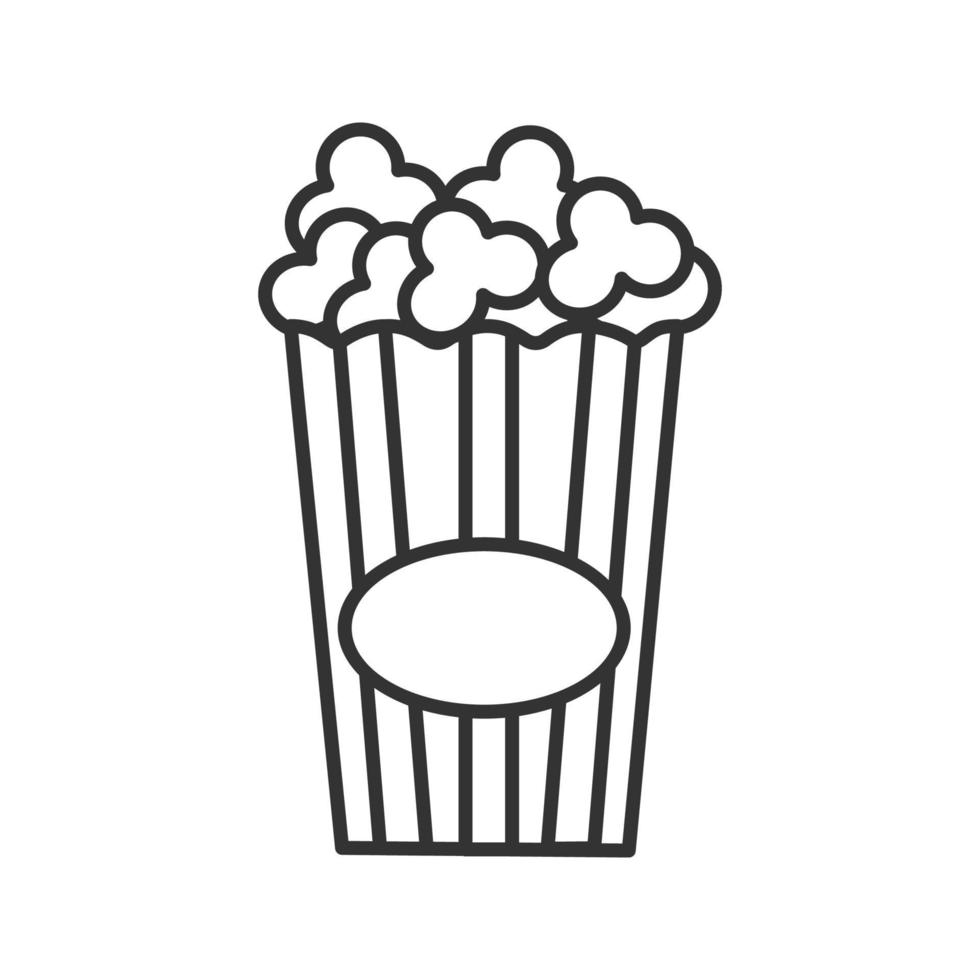 Paper glass with popcorn linear icon. Thin line illustration. Pop corn. Contour symbol. Vector isolated outline drawing