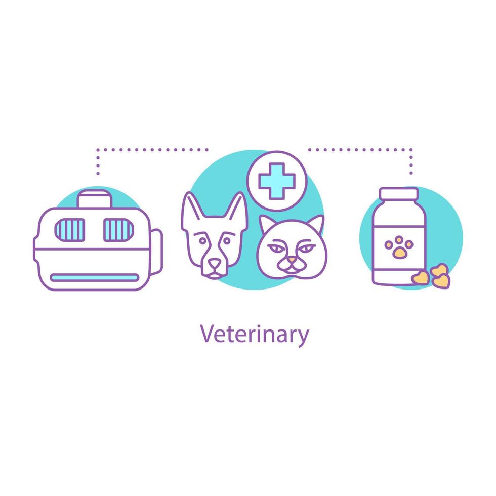 icono del concepto veterinario. idea de farmacia y clínica de animales. ilustración de línea delgada. Tienda de mascotas. dibujo de contorno aislado vectorial vector