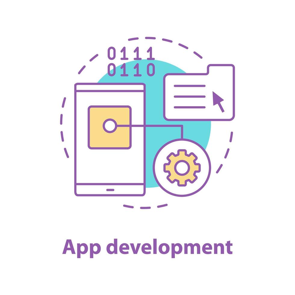 App development concept icon. Digital technology idea thin line illustration. File manager. Smartphone settings. Vector isolated outline drawing