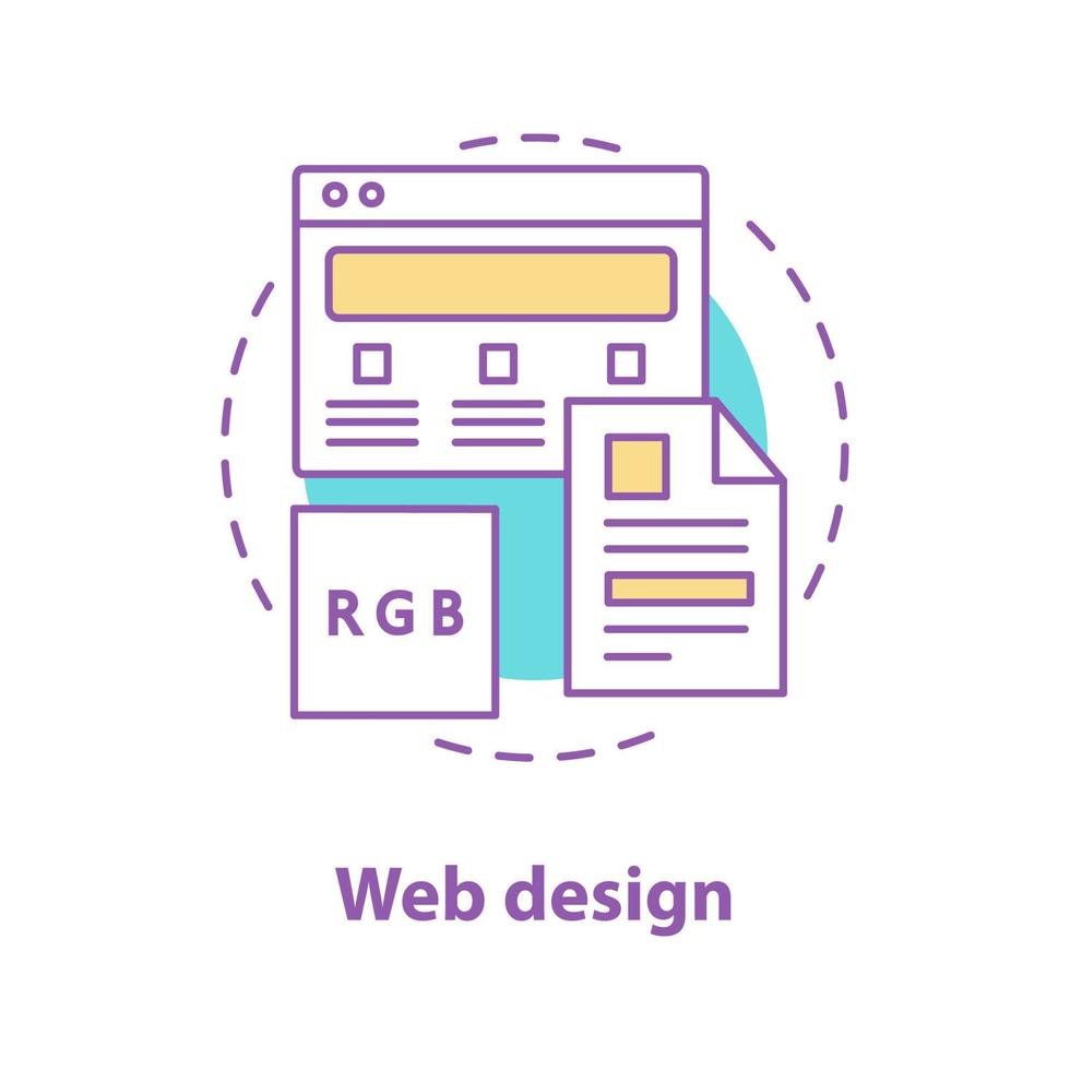 Web design concept icon. Internet surfing idea thin line illustration. Webpage. Website constructor. Vector isolated outline drawing
