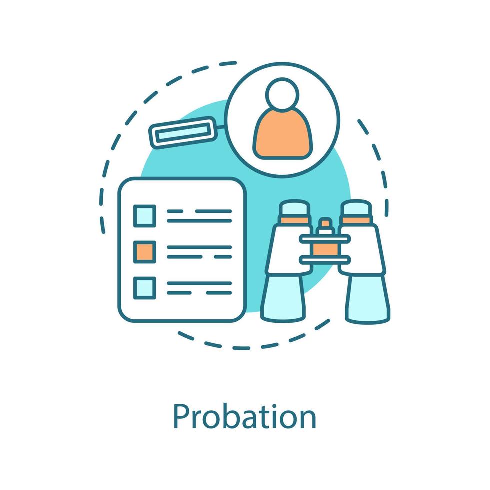 Probation concept icon. Trial period idea thin line illustration. Staff recruitment. Hiring. HR management. Vector isolated outline drawing