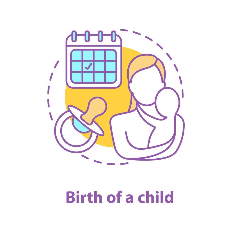 Motherhood concept icon. Child birth. Childcare idea thin line illustration. Mother with newborn baby. Vector isolated outline drawing
