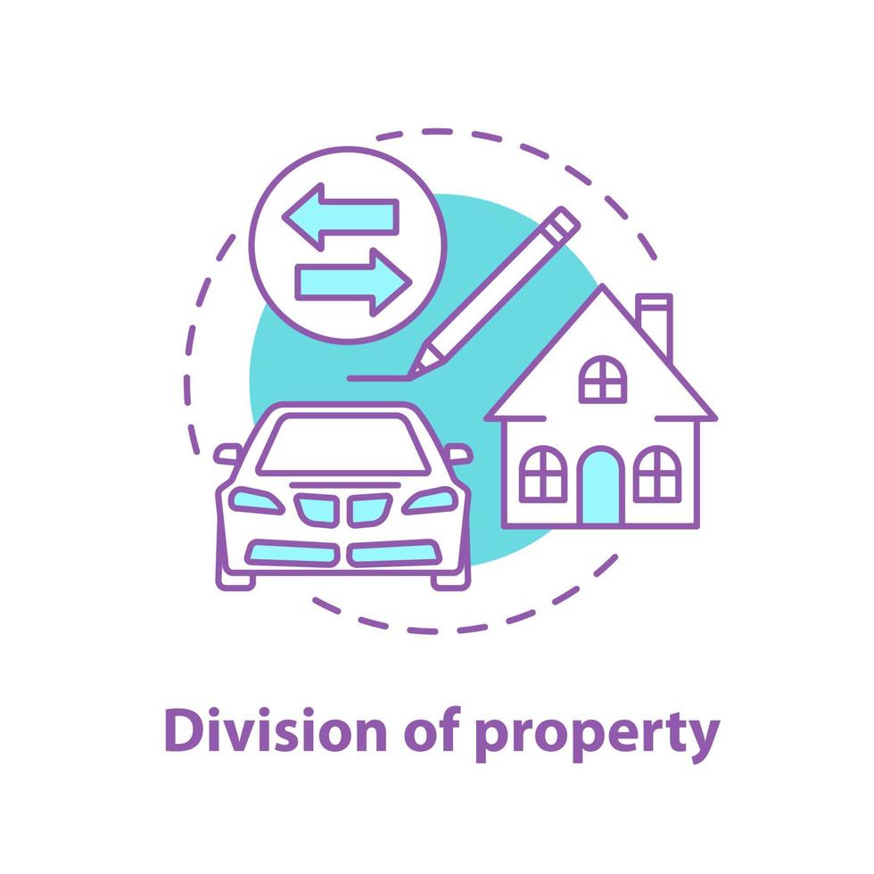 Division of property concept icon. Real estate distribution. Property buying, rent or sale. Vector isolated outline drawing