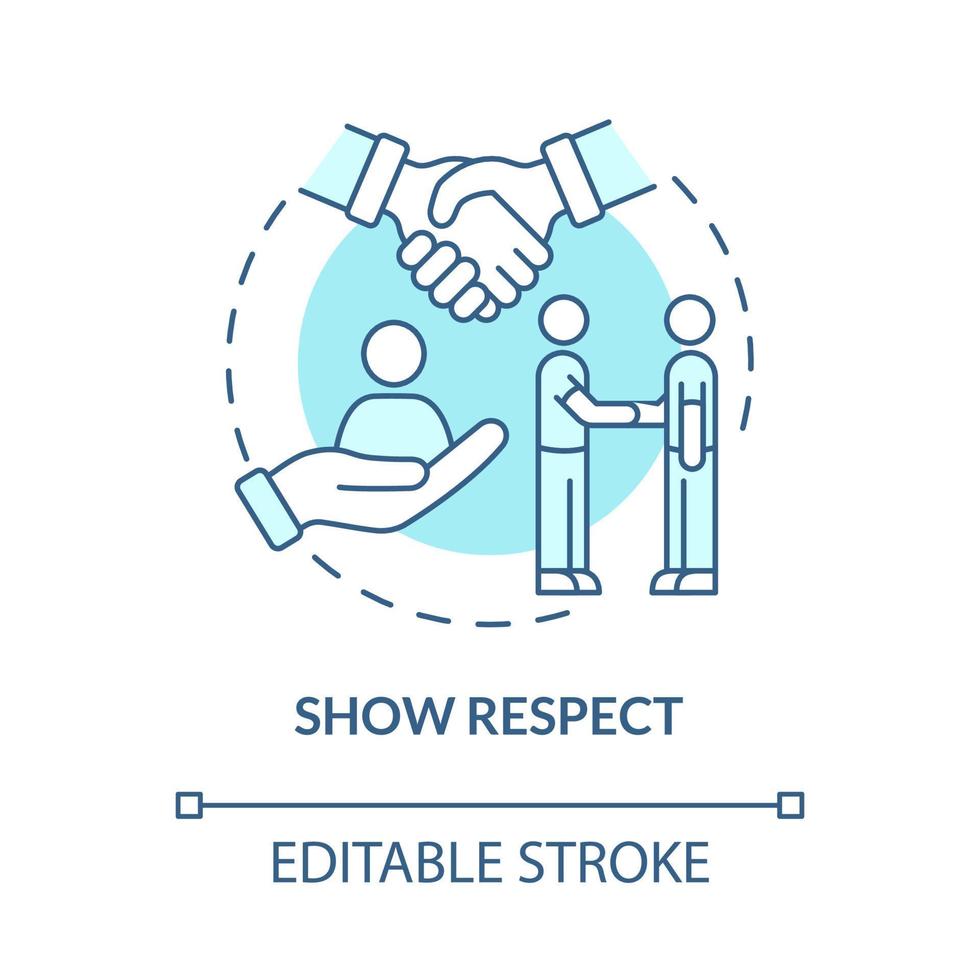 Show respect turquoise concept icon. Appreciation, esteem. Customer service abstract idea thin line illustration. Isolated outline drawing. Editable stroke vector