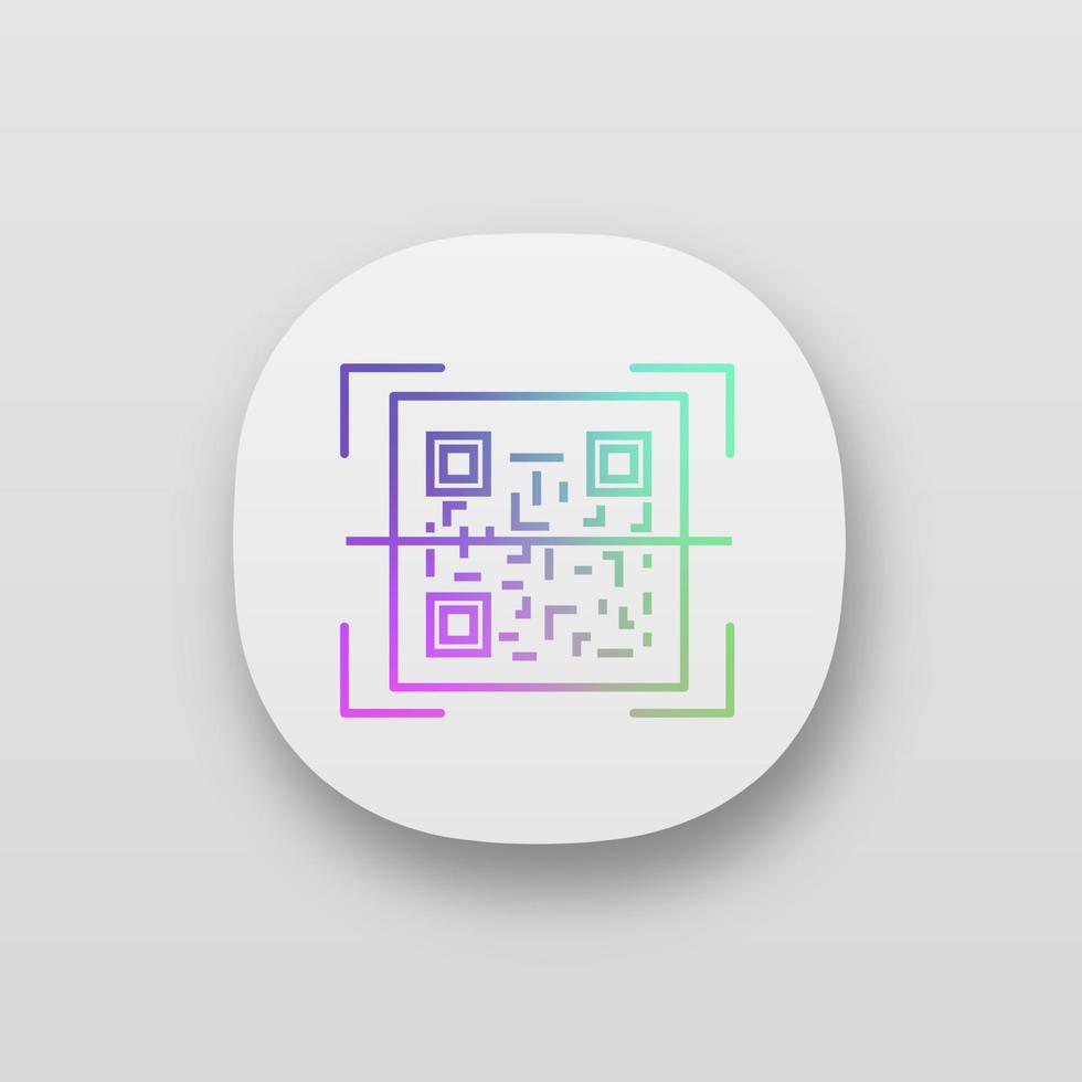 QR code scanner app icon. Quick response code. Matrix barcode scanning app. UI UX user interface. Web or mobile application. Vector isolated illustration