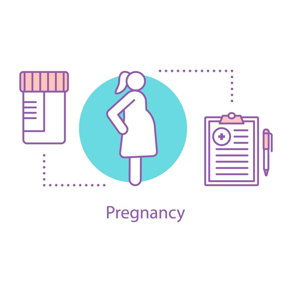 Pregnancy concept icon. Pregnant woman idea thin line illustration. Pregnancy medical monitoring. Vector isolated outline drawing