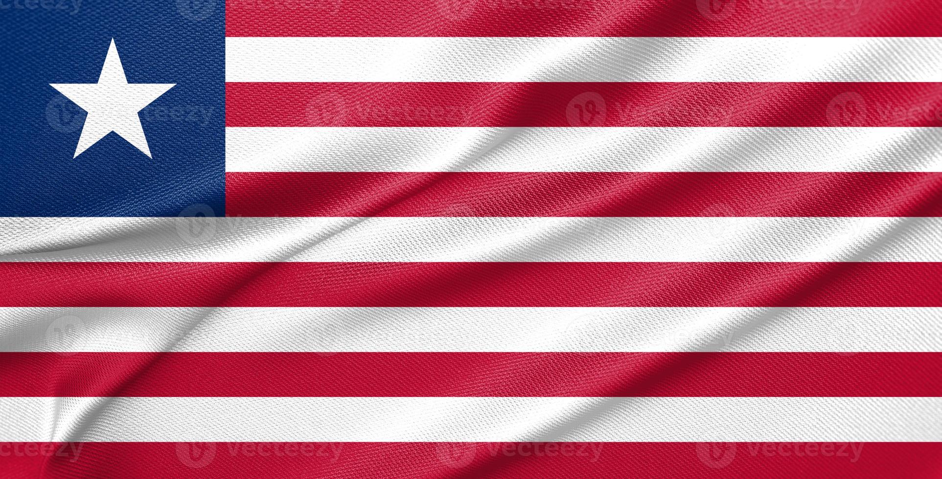 National flag Liberia, Liberia flag, fabric flag Liberia, 3D work and 3D image photo