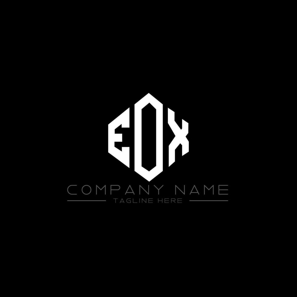 EOX letter logo design with polygon shape. EOX polygon and cube shape logo design. EOX hexagon vector logo template white and black colors. EOX monogram, business and real estate logo.