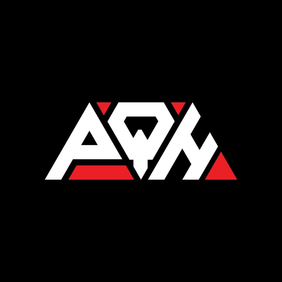 PQH triangle letter logo design with triangle shape. PQH triangle logo design monogram. PQH triangle vector logo template with red color. PQH triangular logo Simple, Elegant, and Luxurious Logo. PQH