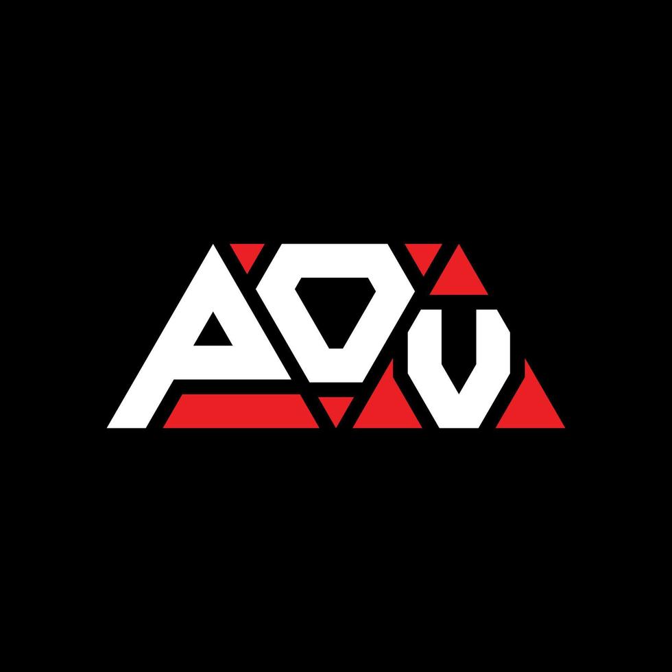 POV triangle letter logo design with triangle shape. POV triangle logo design monogram. POV triangle vector logo template with red color. POV triangular logo Simple, Elegant, and Luxurious Logo. POV