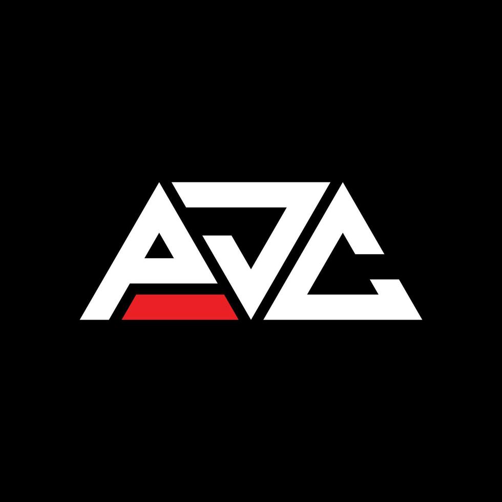 PJC triangle letter logo design with triangle shape. PJC triangle logo design monogram. PJC triangle vector logo template with red color. PJC triangular logo Simple, Elegant, and Luxurious Logo. PJC