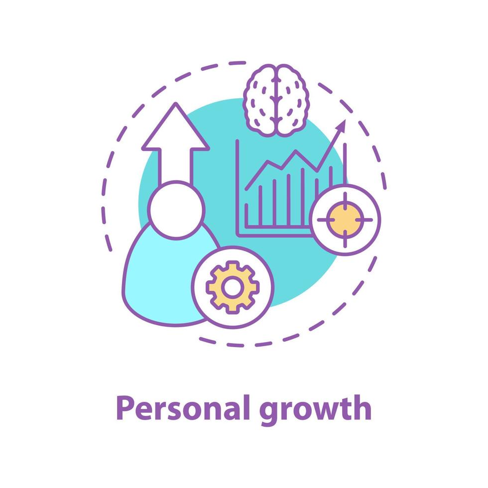 Skills improving concept icon. Self development. Personal growth idea thin line illustration. Goal achieving. Vector isolated outline drawing