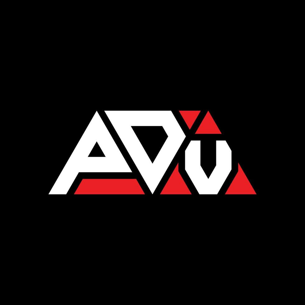 PDV triangle letter logo design with triangle shape. PDV triangle logo design monogram. PDV triangle vector logo template with red color. PDV triangular logo Simple, Elegant, and Luxurious Logo. PDV