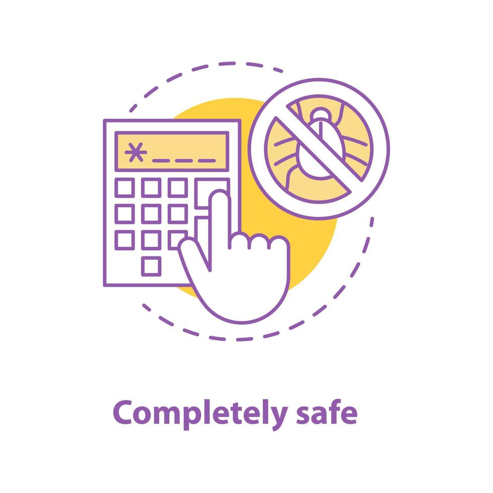 Completely safe app concept icon. No viruses found idea thin line illustration. Vector isolated outline drawing