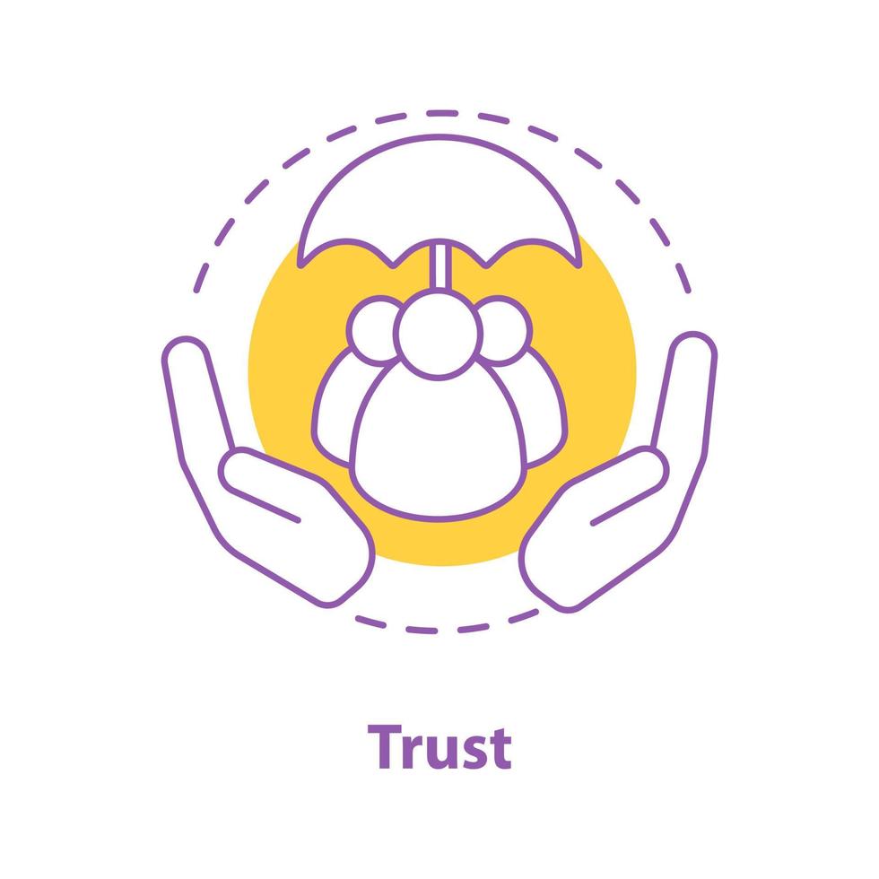 Trust concept icon. Defence, protection idea thin line illustration. Life insurance. Vector isolated outline drawing