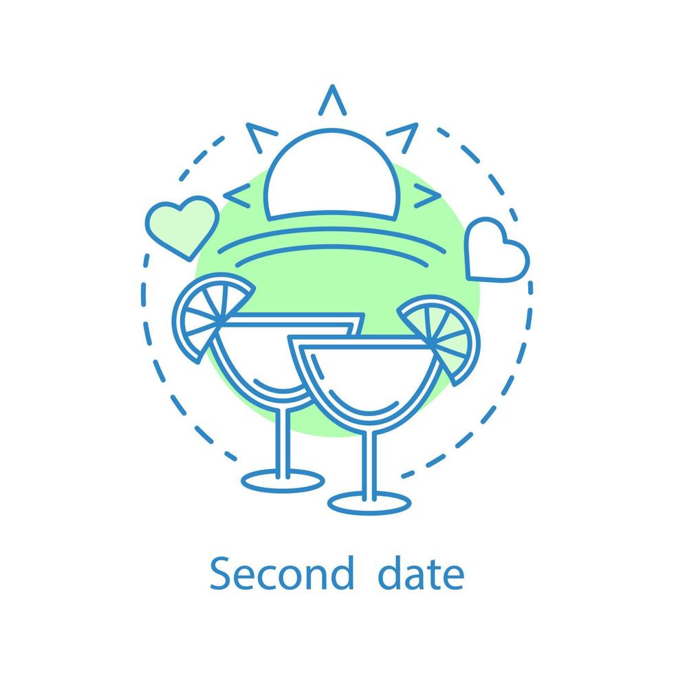Second date concept icon. Romantic relationships idea thin line illustration. Summer rest. Vector isolated outline drawing
