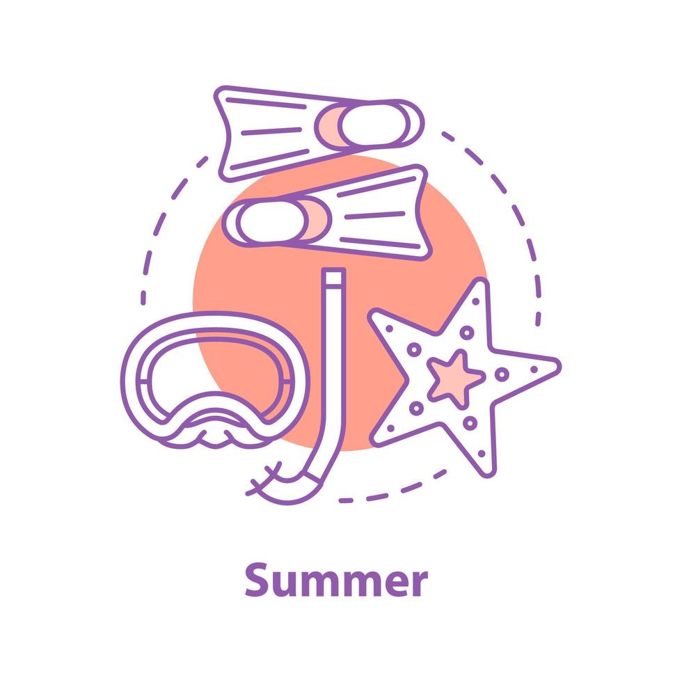 Summer rest concept icon. Swimming idea thin line illustration. Underwater diving equipment. Vector isolated outline drawing