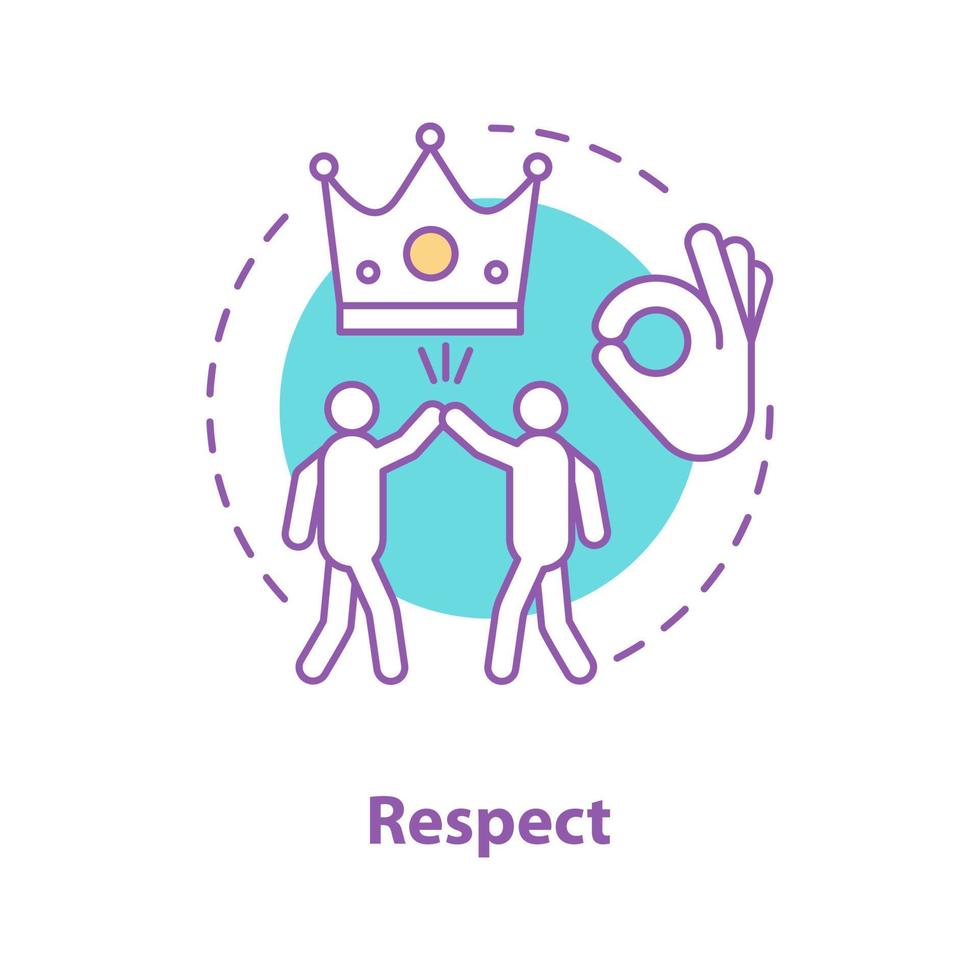 Respect concept icon. Friendship idea thin line illustration. Friends. Teamwork. Vector isolated outline drawing