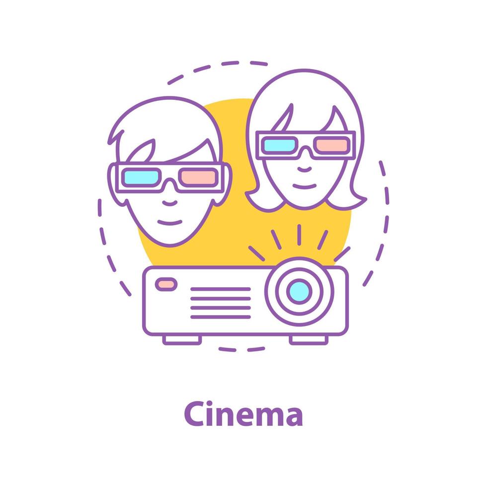 icono del concepto de cine. Ilustración de línea fina de idea de primera cita. cine. pareja viendo la película. dibujo de contorno aislado vectorial vector