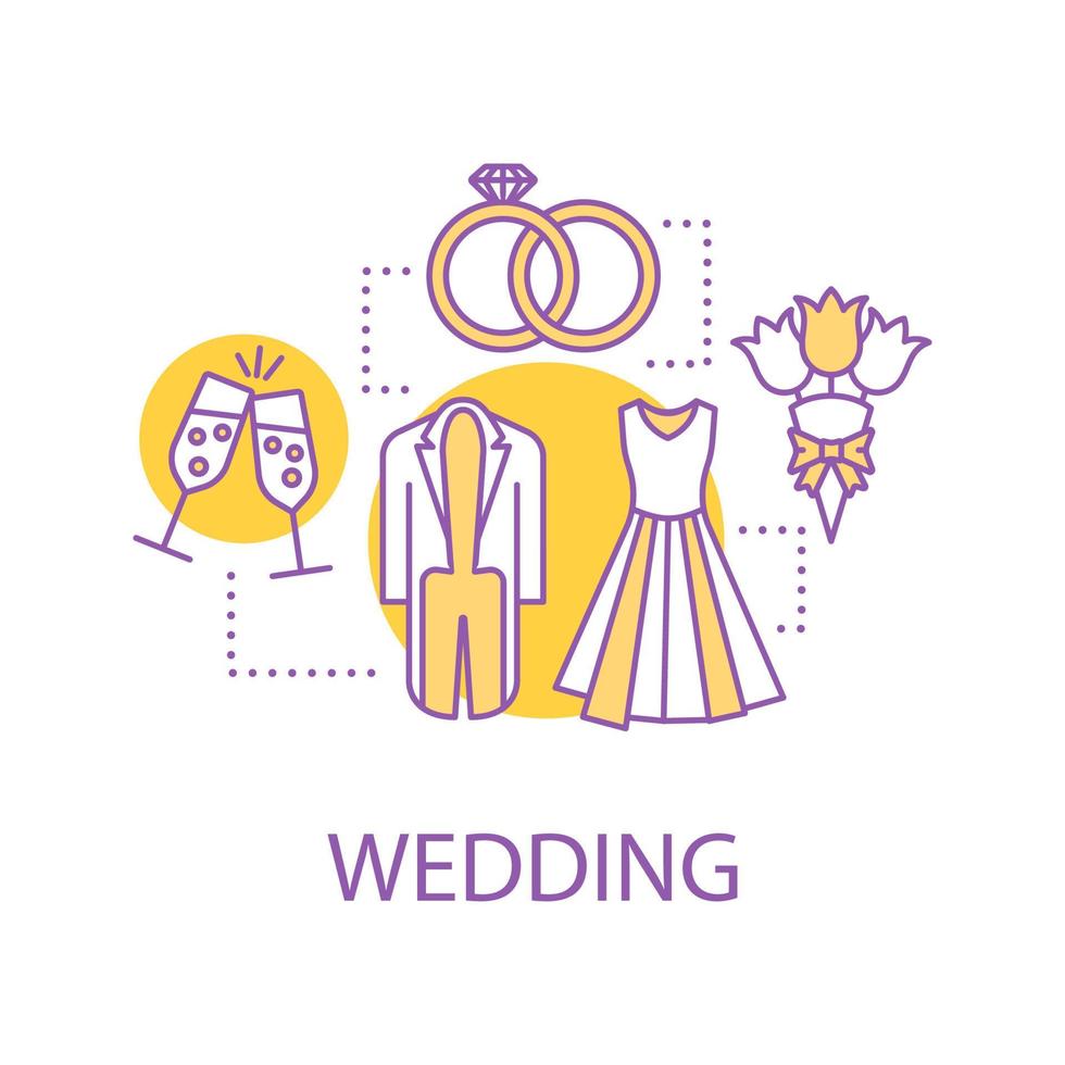 Wedding concept icon. Engagement idea thin line illustration. Vector isolated outline drawing