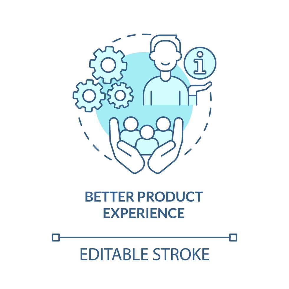 Better product experience turquoise concept icon. Customer service benefits abstract idea thin line illustration. Isolated outline drawing vector