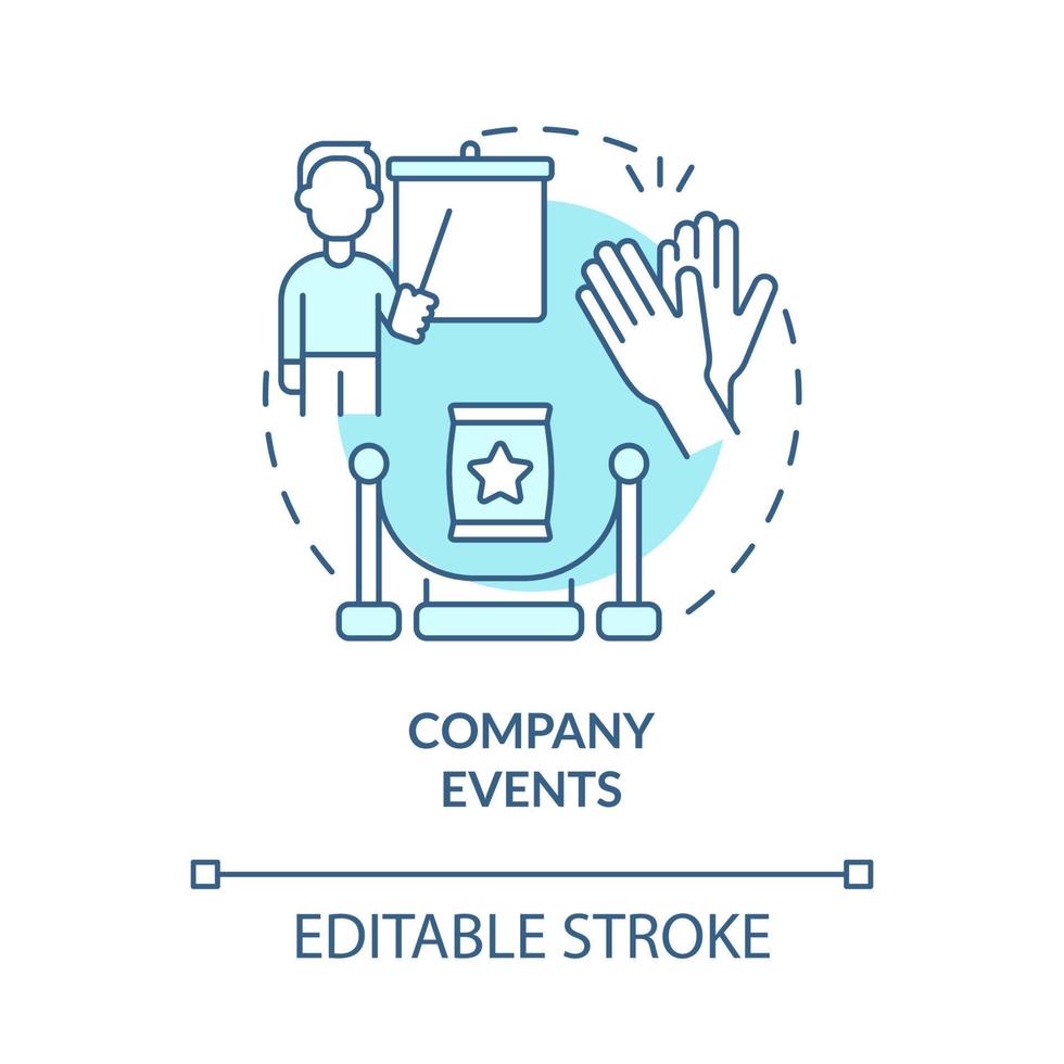 Company events turquoise concept icon. Customer touchpoints abstract idea thin line illustration. Isolated outline drawing vector