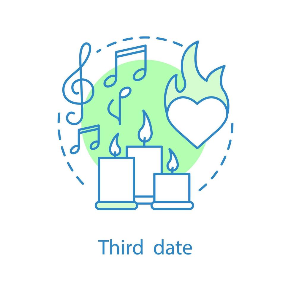 Third date concept icon. Passion idea thin line illustration. Romantic intimate relationships. Vector isolated outline drawing