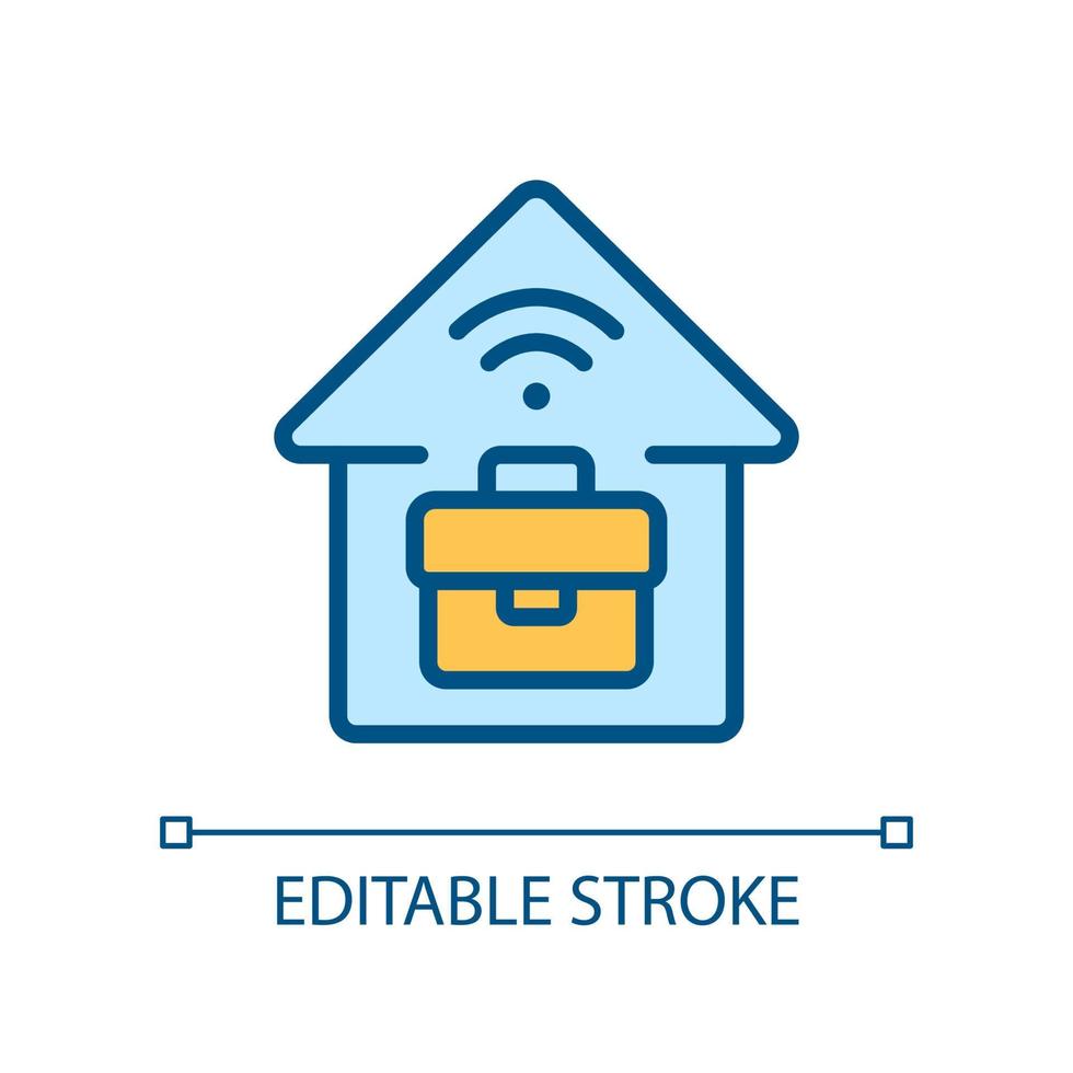 Telecommuting pixel perfect RGB color icon. Remote job. Working from home. Increasing productivity. Isolated vector illustration. Simple filled line drawing. Editable stroke.
