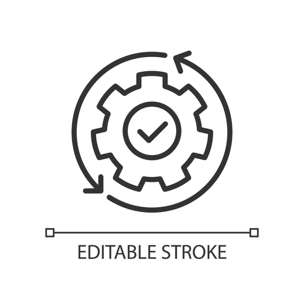 Automation pixel perfect linear icon. Manufacturing process. Boost efficiency. Replacing manual labor. Thin line illustration. Contour symbol. Vector outline drawing. Editable stroke.