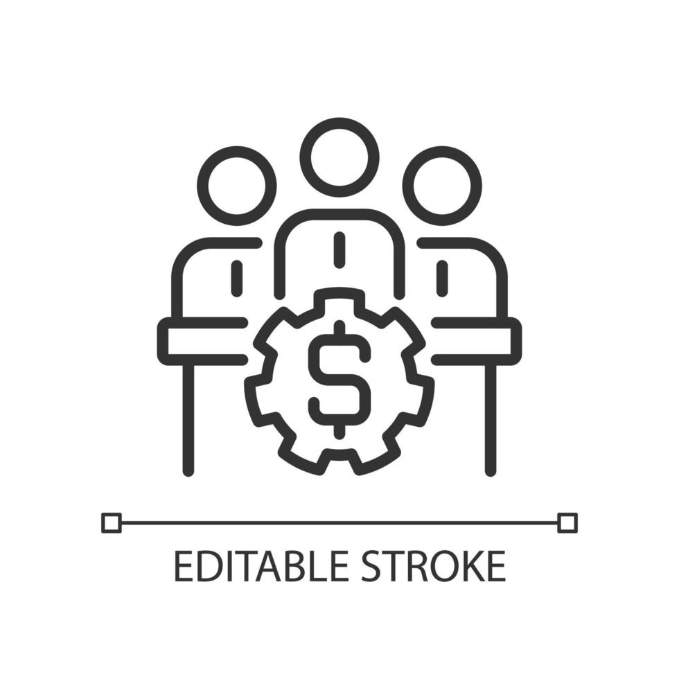 Board of directors pixel perfect linear icon. Executive committee. Management decisions. Partnerships. Thin line illustration. Contour symbol. Vector outline drawing. Editable stroke.