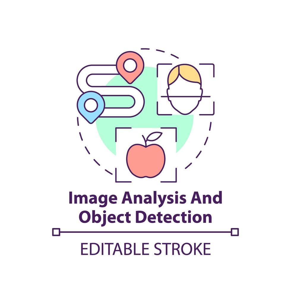 Image analysis and object detection concept icon. Use of machine ...