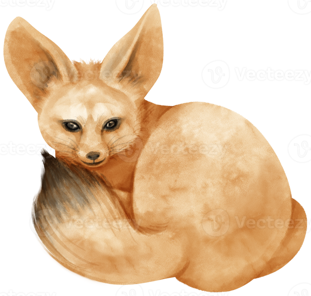 fennec fox savane animaux illustration aquarelle png