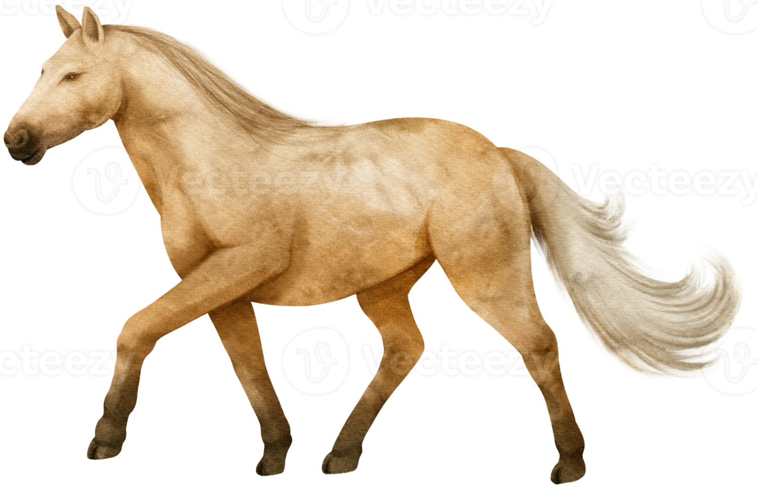 ilustración de acuarela de caballo marrón png