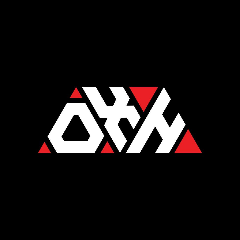 diseño de logotipo de letra triangular oxh con forma de triángulo. monograma de diseño del logotipo del triángulo oxh. plantilla de logotipo de vector de triángulo oxh con color rojo. logotipo triangular oxh logotipo simple, elegante y lujoso. oxh