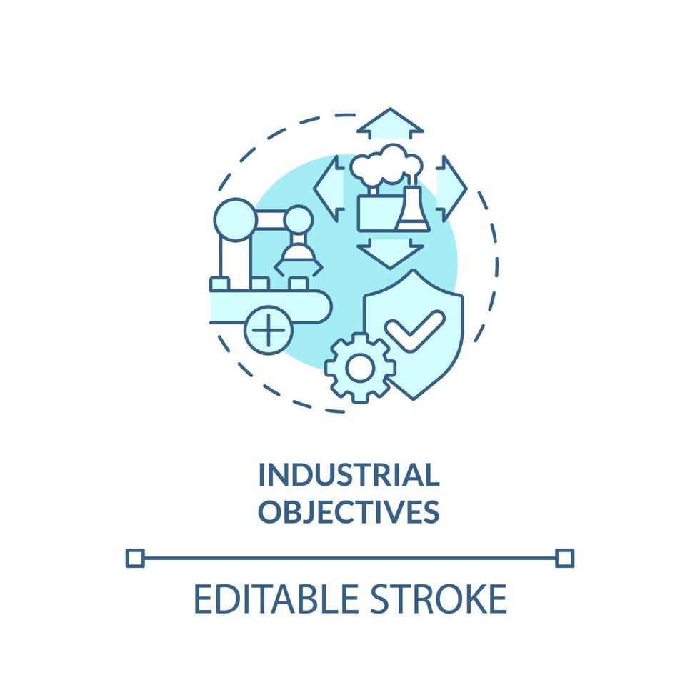 Industrial objectives turquoise concept icon. International cooperation benefits abstract idea thin line illustration. Isolated outline drawing. Editable stroke. vector