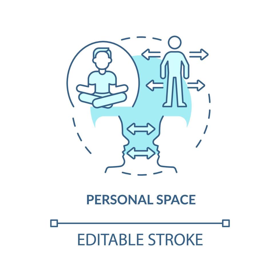 Personal space turquoise concept icon. Keep distance. Comfort zone. Social etiquette abstract idea thin line illustration. Isolated outline drawing. Editable stroke. vector