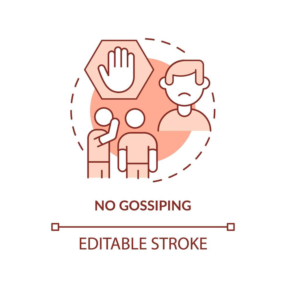 No gossiping red concept icon. Do not spread rumors. Social etiquette abstract idea thin line illustration. Isolated outline drawing. Editable stroke. vector