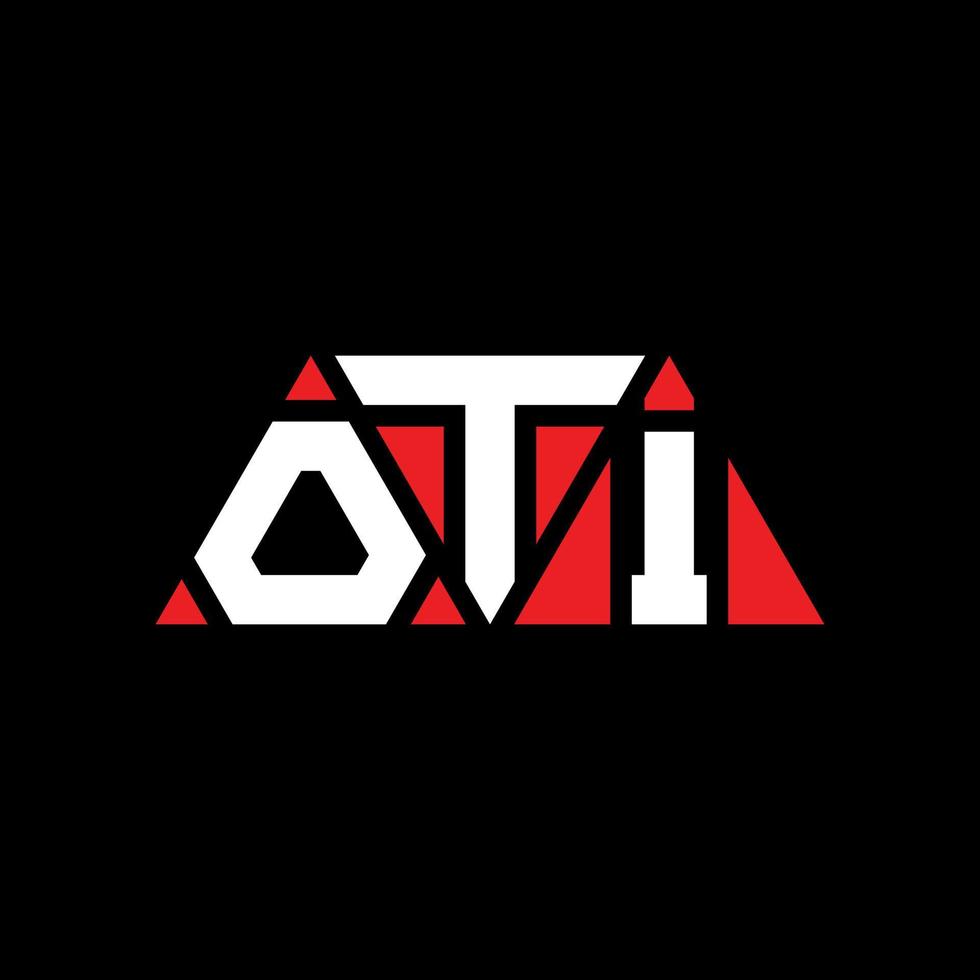 diseño de logotipo de letra triangular oti con forma de triángulo. monograma de diseño del logotipo del triángulo oti. plantilla de logotipo de vector de triángulo oti con color rojo. logotipo triangular oti logotipo simple, elegante y lujoso. otí