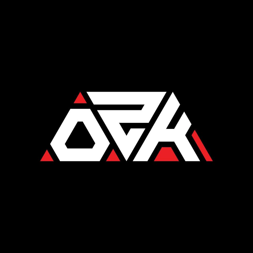 diseño de logotipo de letra de triángulo ozk con forma de triángulo. monograma de diseño de logotipo de triángulo ozk. plantilla de logotipo de vector de triángulo ozk con color rojo. logo triangular ozk logo simple, elegante y lujoso. onzas