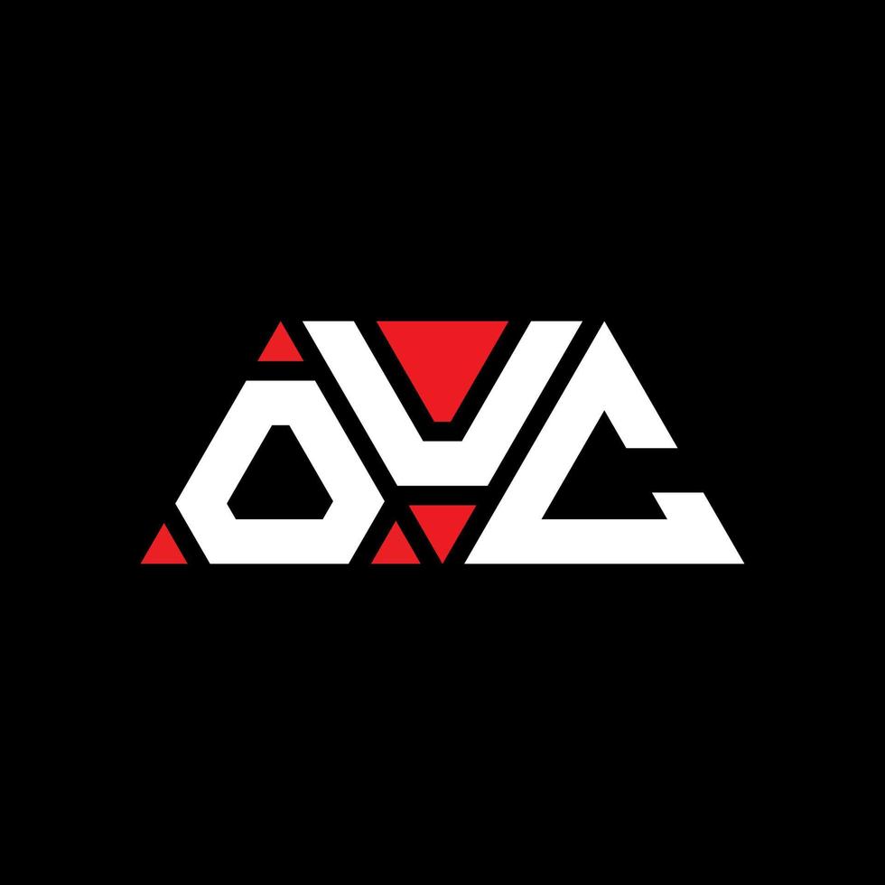 OUC triangle letter logo design with triangle shape. OUC triangle logo design monogram. OUC triangle vector logo template with red color. OUC triangular logo Simple, Elegant, and Luxurious Logo. OUC