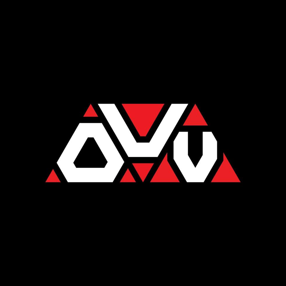 OUV triangle letter logo design with triangle shape. OUV triangle logo design monogram. OUV triangle vector logo template with red color. OUV triangular logo Simple, Elegant, and Luxurious Logo. OUV