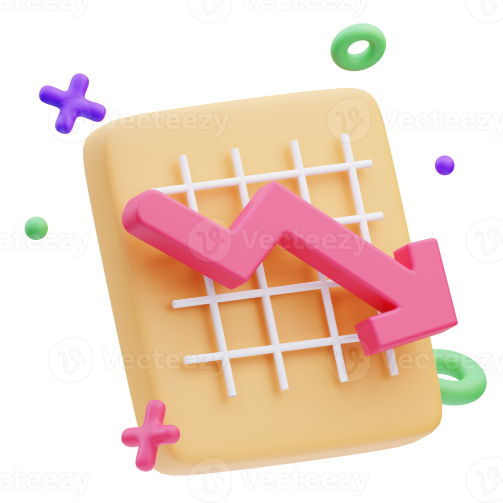 Business Icon, Statistic Down, 3d Illustration png