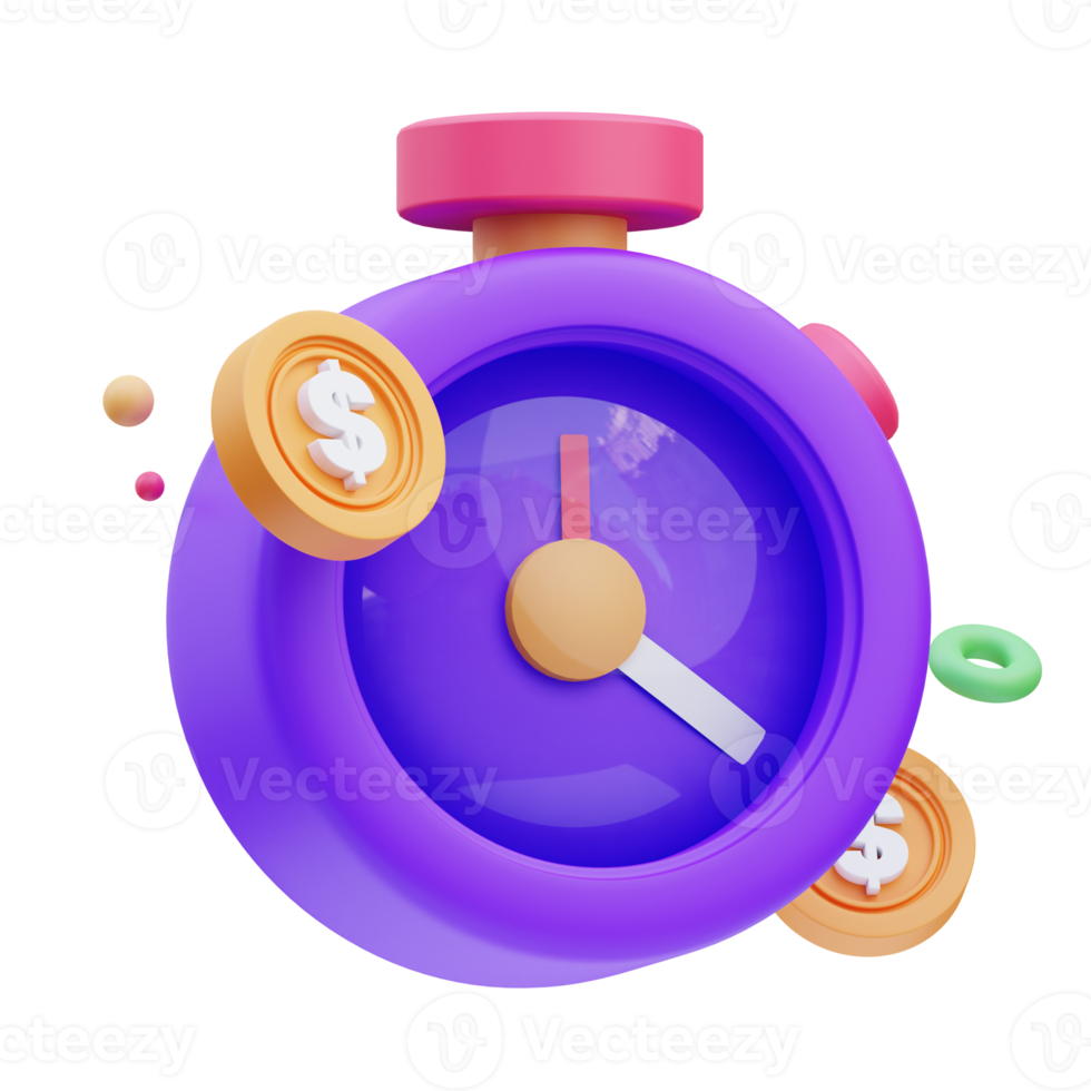 ícone de negócios, cronômetro, ilustração 3d png