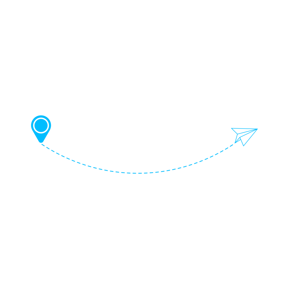 Dashed Line Paper Airplane Route with Location Icon png